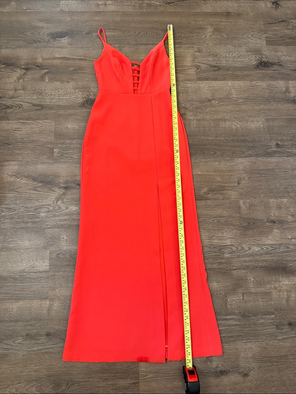 BCBGMaxAzria Red Spaghetti Strap Maxi Dress with Ladder Front Size 0